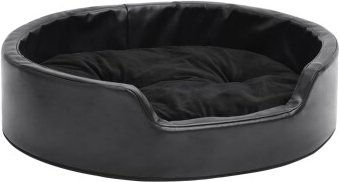 vidaXL Hundebett aus Kunstleder mit Plüsch und Kissen Schwarz 69x59x19cm – Bild 1 von 11