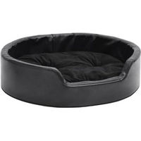 Produktbild von vidaXL Hundebett aus Kunstleder mit Plüsch und Kissen Schwarz 69x59x19cm