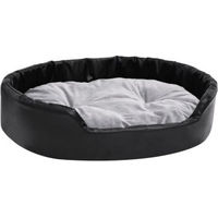 Produktbild von vidaXL Hundebett aus Kunstleder und Plüsch in Schwarz Grau Größe L