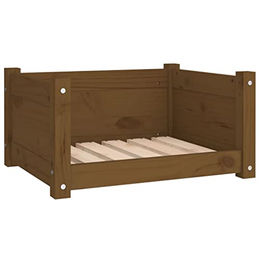 vidaXL Hundebett aus Massivholz in Honigbraun 55,5x45,5x28cm – Bild 1 von 7