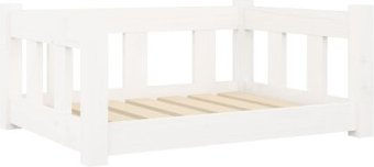 Produktbild von vidaXL Hundebett aus Massivholz Kiefer für Welpen Weiß/Beige