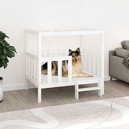 vidaXL Hundebett aus Massivholz Kiefer in Weiß 105,5x83,5x100cm – Bild 1 von 2
