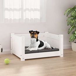 vidaXL Hundebett aus Massivholz Kiefer in Weiß 55,5x45,5x28cm – Bild 1 von 2