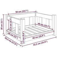Produktbild von vidaXL Hundebett aus Massivholz Kiefer mit stützenden Seitenwänden für Hunde und Katzen 55,5x45,5x28 cm