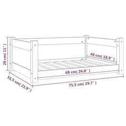 Produktbild von vidaXL Hundebett aus Massivholz Kiefer Natur 75,5x55,5x28cm