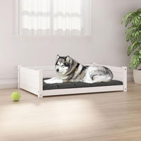 Produktbild von vidaXL Hundebett aus Massivholz Kiefer Weiß 105,5x75,5x28cm