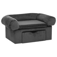 Produktbild von vidaXL Hundebett aus Plüsch mit Schublade Dunkelgrau 75x50x38cm