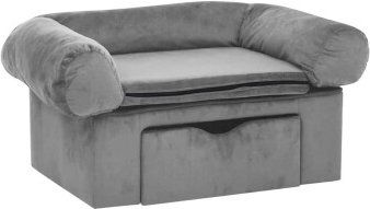 VidaXL Hundebett aus Plüsch mit Schublade Grau 75x50x38cm – Bild 1 von 3