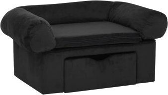 VidaXL Hundebett aus Plüsch mit Schublade Schwarz 75x50x38cm – Bild 1 von 3