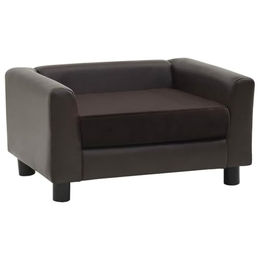 vidaXL Hundebett Braun aus Kunstleder 60x43x30 cm – Bild 1 von 9