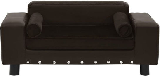 vidaXL Hundebett Braun aus Plüsch und Kunstleder 81x43x31 cm – Bild 1 von 12