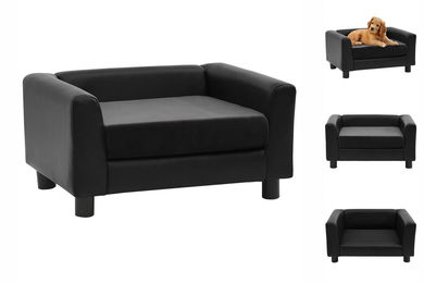 Vidaxl Hundebett für kleine Hunde in Schwarz aus Kunstleder – Bild 1 von 10