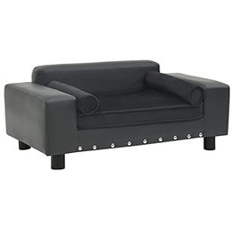 vidaXL Hundebett in Dunkelgrau aus Plüsch und Kunstleder – Bild 1 von 8