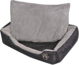 VidaXL Hundebett mit gepolstertem Kissen aus Oxford-Gewebe Schwarz/Grau 80 cm – Bild 1 von 3