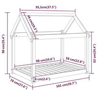 Produktbild von vidaXL Hundebett mit Holzrahmen aus Kiefer Massivholz in Schwarz