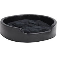 Produktbild von vidaXL Hundebett mit Kissen aus Kunstleder und Plüsch Schwarz 79x70x19 cm