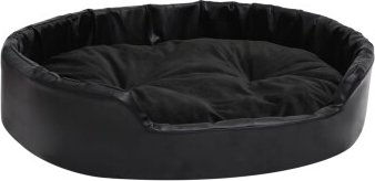 VidaXL Hundebett mit Kissen aus Kunstleder und Plüsch Schwarz 90x79x20cm – Bild 1 von 11