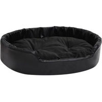 Produktbild von VidaXL Hundebett mit Kissen aus Kunstleder und Plüsch Schwarz 90x79x20cm