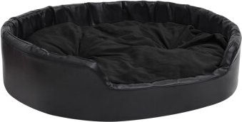 vidaXL Hundebett mit Kissen aus Kunstleder und Plüsch Schwarz 99x89x21 cm – Bild 1 von 10