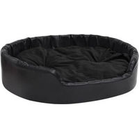Produktbild von vidaXL Hundebett mit Kissen aus Kunstleder und Plüsch Schwarz 99x89x21 cm
