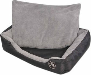 vidaXL Hundebett mit Kissen aus Oxford-Gewebe Größe L Schwarz/Grau – Bild 1 von 9