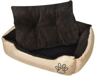vidaXL Hundebett mit Polsterkissen aus Oxford-Gewebe Größe L Beige Braun – Bild 1 von 6