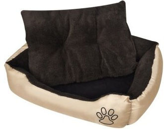 vidaXL Hundebett mit Polsterkissen aus Oxford-Gewebe in Beige und Braun Größe M – Bild 1 von 13
