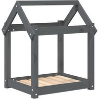 Produktbild von VidaXL Hundebett S für Welpen aus Kiefernholz in Grau (61x50x70 cm)