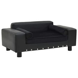 vidaXL Hundebett Schwarz aus Kunstleder und Plüsch 81x43x31cm – Bild 1 von 5
