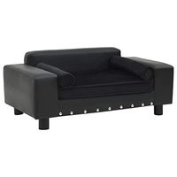 Produktbild von vidaXL Hundebett Schwarz aus Kunstleder und Plüsch 81x43x31cm