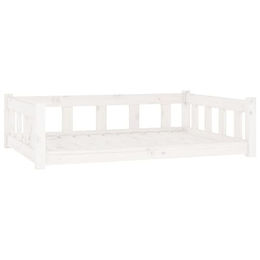 vidaXL Hundebett und Hundesofa aus Massivholz Kiefer in Weiß 105,5x75,5x28 cm für Hunde und Katzen – Bild 1 von 6