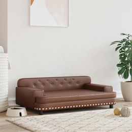 vidaXL Hundebett und Katzenbett aus Kunstleder in Braun für kleine Hunde und Katzen – Bild 1 von 5