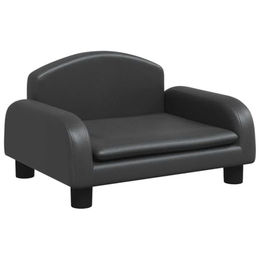 vidaXL Hundebett und Katzenbett aus Kunstleder in Schwarz für kleine Haustiere – Bild 1 von 6