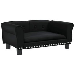 vidaXL Hundebett und Katzenbett aus Kunstleder mit weicher Polsterung Schwarz – Bild 1 von 4
