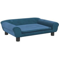 Produktbild von vidaXL Hundebett und Katzenbett aus Samt in Blau mit weicher Polsterung für kleine Haustiere