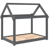Produktbild von vidaXL Hundebett XL aus Kiefernholz in Grau für Welpen 101x70x90 cm