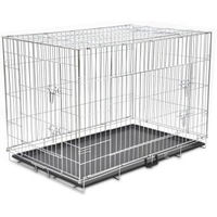 Produktbild von vidaXL Hundebox XXL Faltbarer Transportkäfig aus Draht in Schwarz Weiß oder Silber