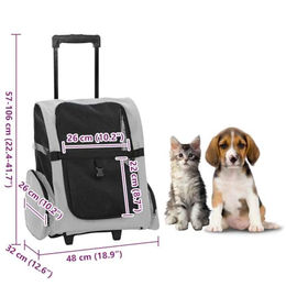 vidaXL Hundebuggy 3-in-1 Trolley für kleine Rassen Grau aus Oxford-Gewebe 48x32x(57-106) cm – Bild 1 von 7