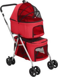 vidaXL Hundebuggy für kleine Rassen und 2 Hunde aus Oxford-Gewebe Rot 83x48x97cm – Bild 1 von 8