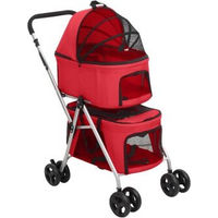 Produktbild von vidaXL Hundebuggy für kleine Rassen und 2 Hunde aus Oxford-Gewebe Rot 83x48x97cm