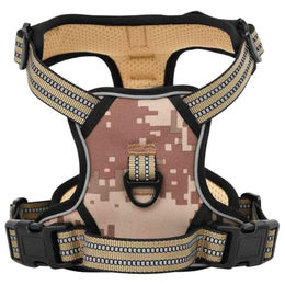vidaXL Hundegeschirr Reflektierendes Sicherheitsgeschirr mit 2 Schnellverschlüssen Verstellbar Camouflage Braun XL aus Polyester – Bild 1 von 9