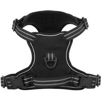 Produktbild von vidaXL Hundegeschirr Set mit Leine und Halsband Schwarz Größe L aus Polyester für Welpen mit Reflektoren