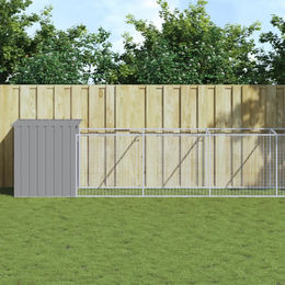 vidaXL Hundehütte mit Auslauf aus verzinktem Stahl in Hellgrau 110x101x110 cm – Bild 1 von 1