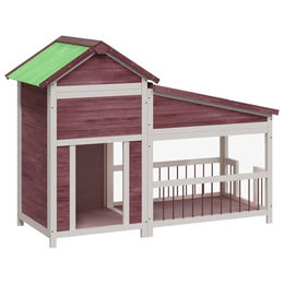 vidaXL Hundehütte aus Holz wasserdicht Braun Grün – Bild 1 von 8
