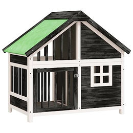 vidaXL Hundehütte aus Kiefernholz in Grau 96x60,5x87 cm – Bild 1 von 5