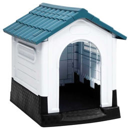 vidaXL Hundehütte aus Kunststoff Blau Waterproof 57x68x66cm – Bild 1 von 12
