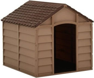 vidaXL Hundehütte aus Kunststoff Braun Größe S – Bild 1 von 13