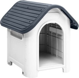 vidaXL Hundehütte aus Kunststoff Grau Waterproof 59x75x66cm – Bild 1 von 12