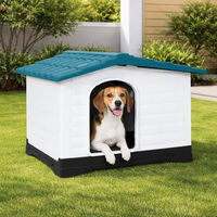 Produktbild von vidaXL Hundehütte aus Kunststoff wetterfest in Blau Weiß 90,5x68x66cm