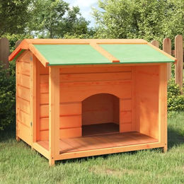 vidaXL Hundehütte aus Massivholz Kiefer mit wasserfestem Dach Braun 96x87x80,5cm – Bild 1 von 5